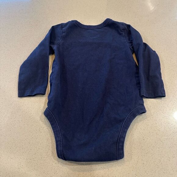 Baby Gap Boy set: Navy blue long sleeve onesie & Sherpa long pants size 12-18 m - Picture 3 of 8